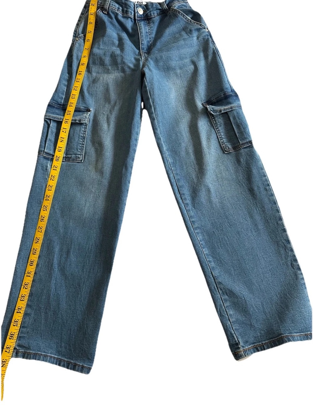 Wax Jean Kids Wide-Leg Cargo Jeans - Medium Blue Size 3/26